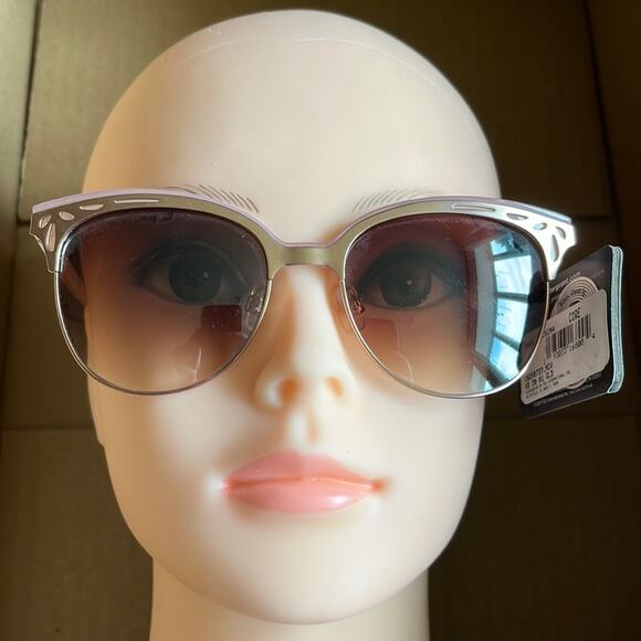 Foster Grant MaxBlock Round Sunglasses Gold Clear - Picture 1 of 7